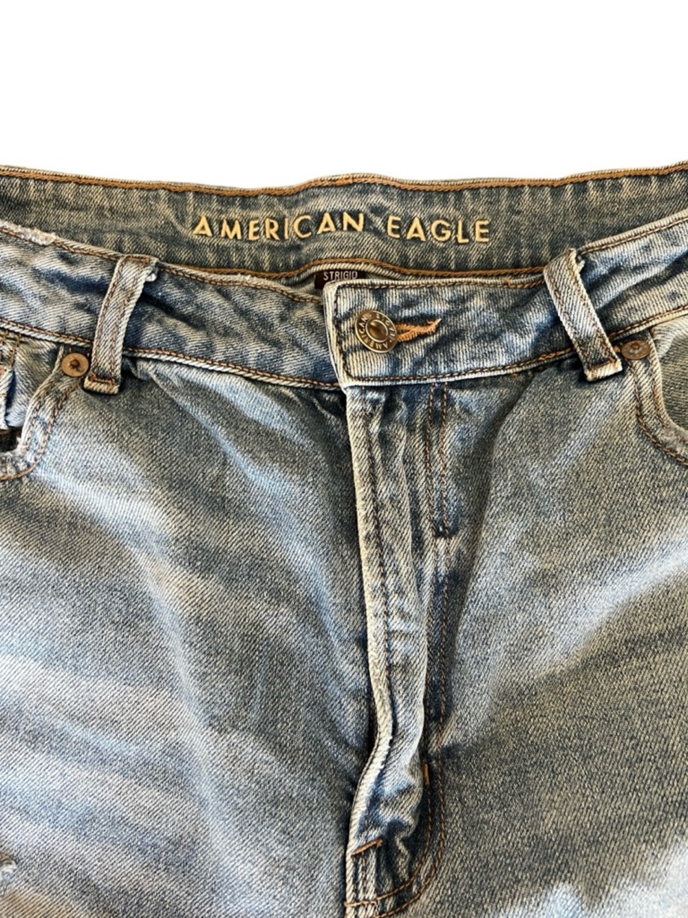 American Eagle Mom Jeans Women’s 16 Distressed Patch Raw Hem High Rise Denim - Picture 5 of 13